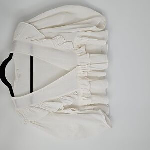 Olivaceous‎ Peasant Ruffled Milkmaid Empire Waist Cropped Shrug Top Blouse